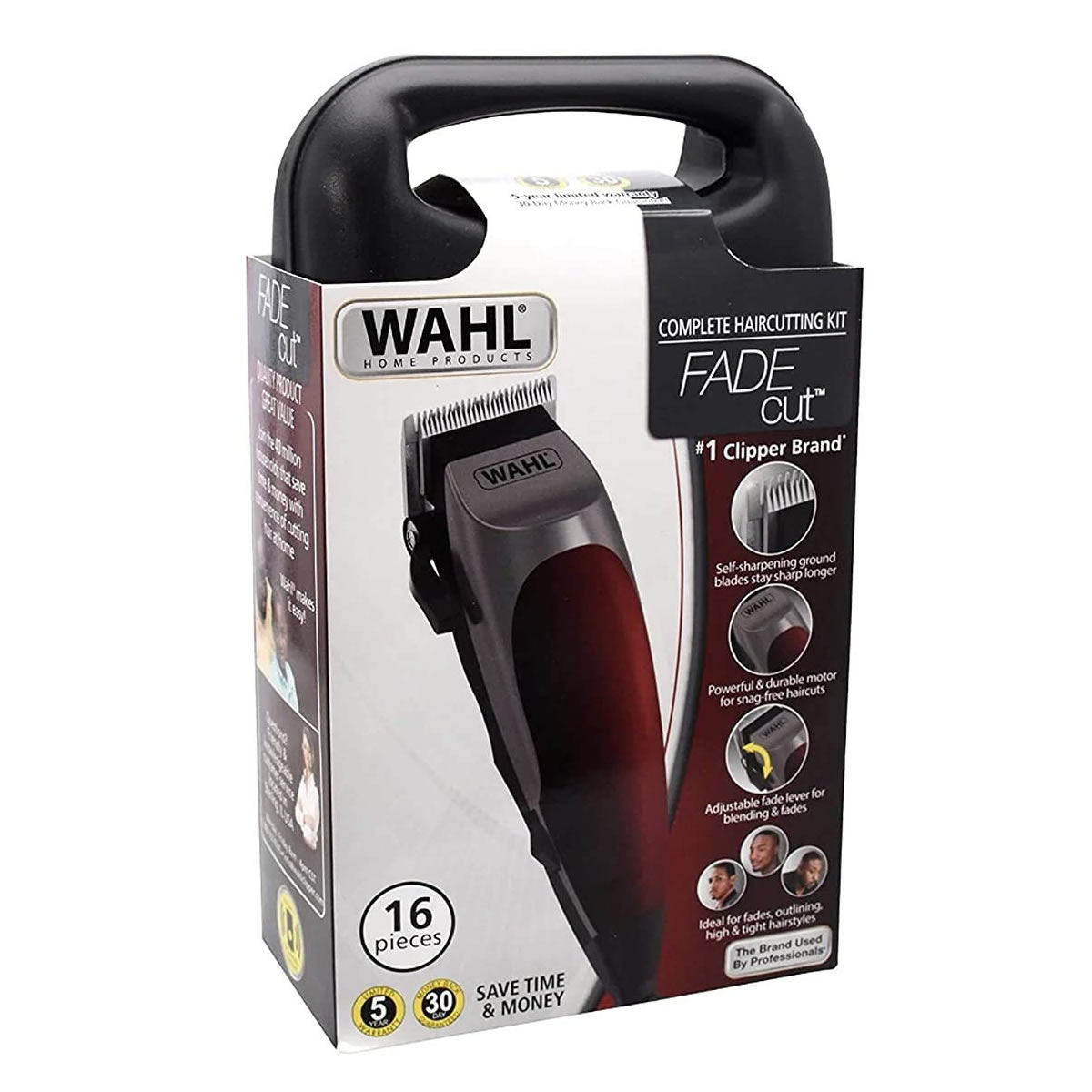 Kit Completo De Corte De Pelo Wahl Fade Cut 9656 De 16 Piezas - Rojo