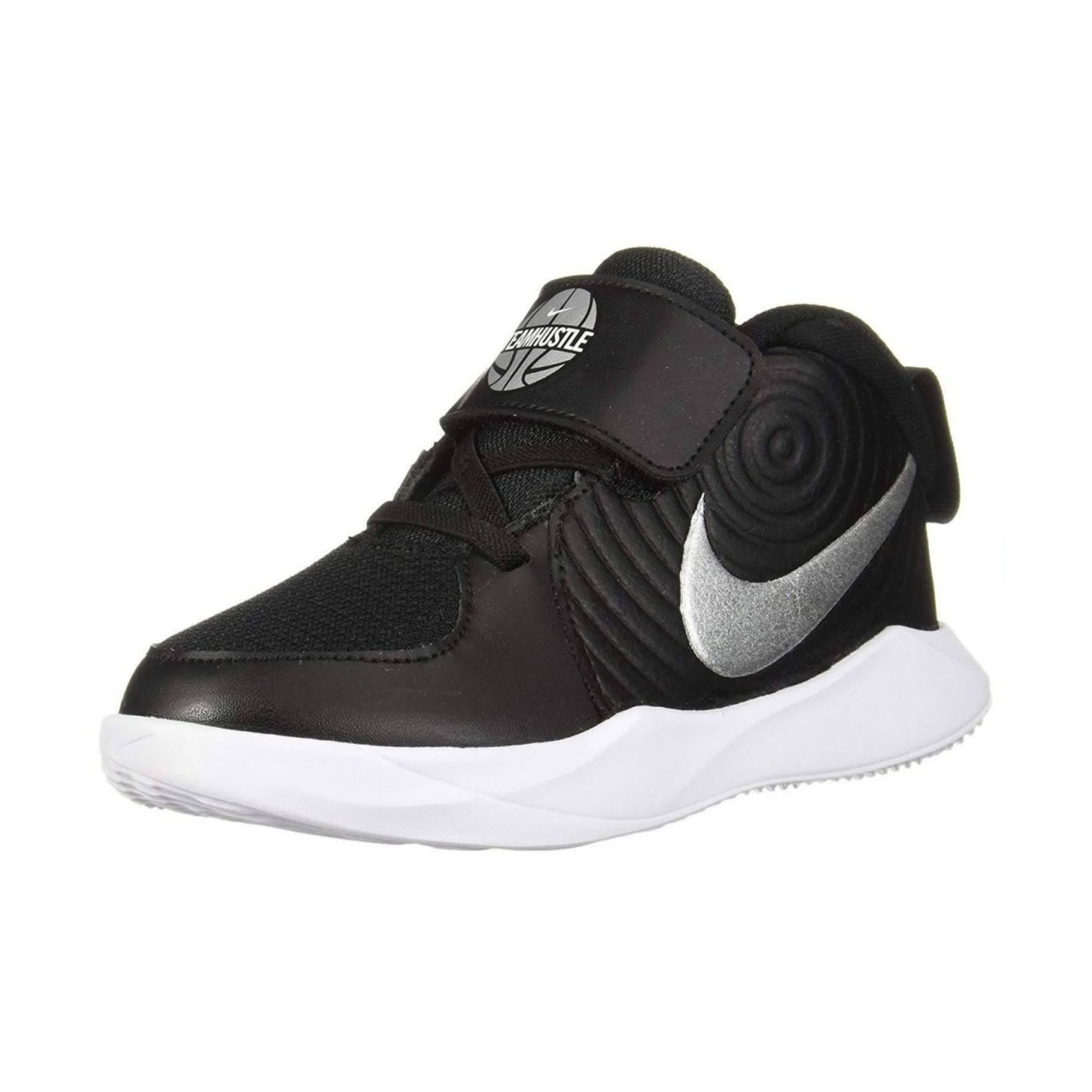 Tenis Nike Team Hustle D9 Negro con Gris Bebés Originales AQ4226001