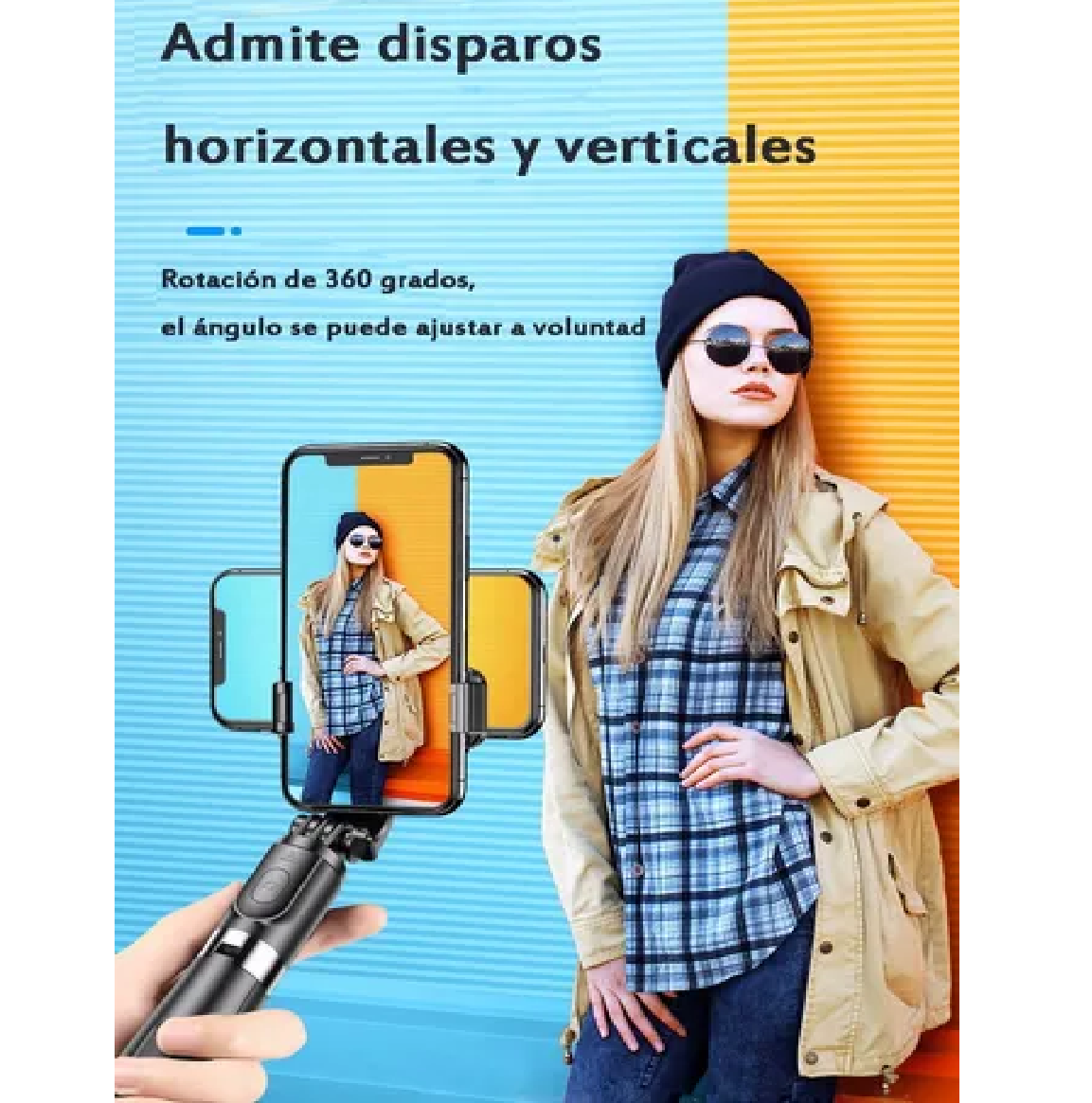 Set publicitario para smartphone de lentes, sujeta móvil y palo selfie