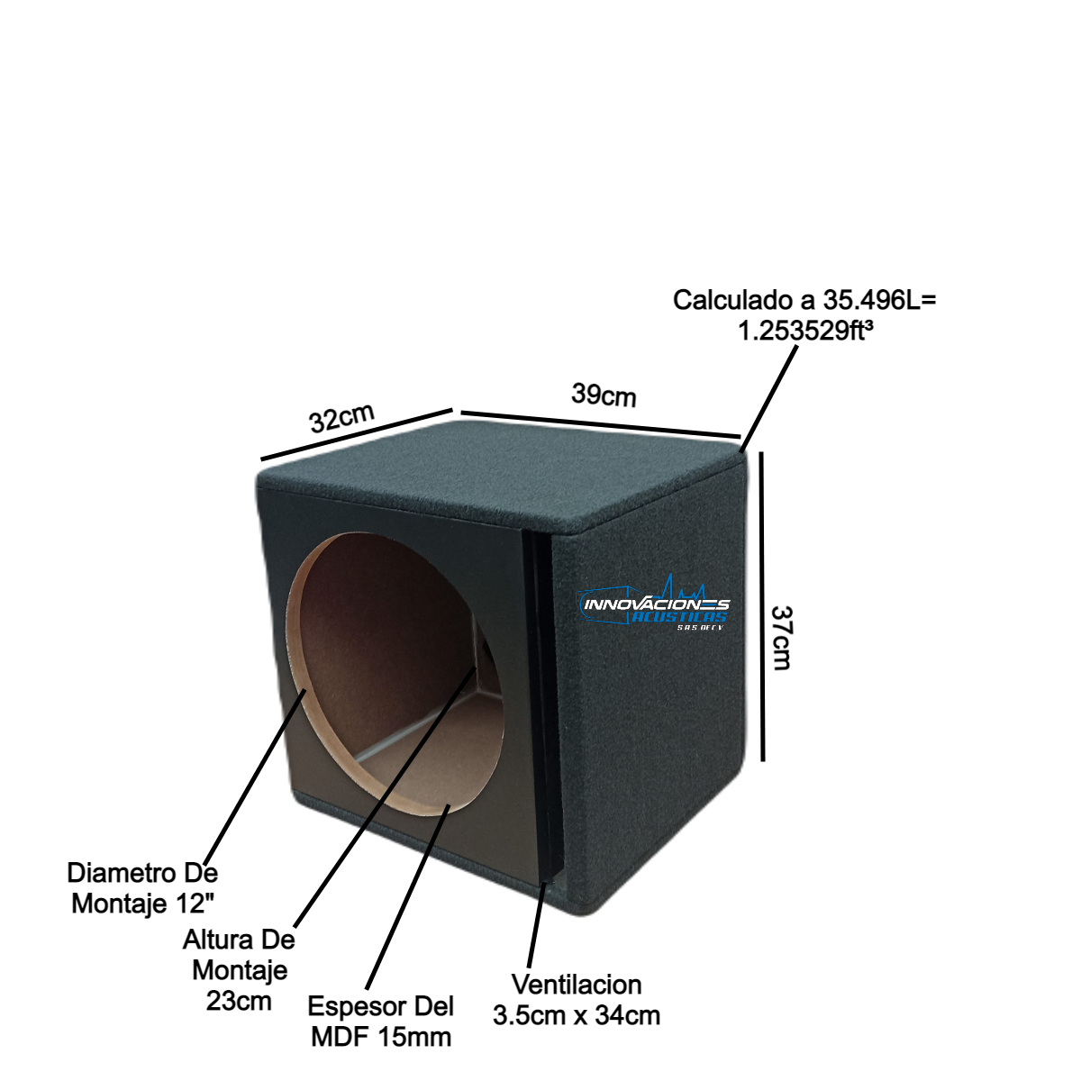 cajon para un woofer de 12" ventilado