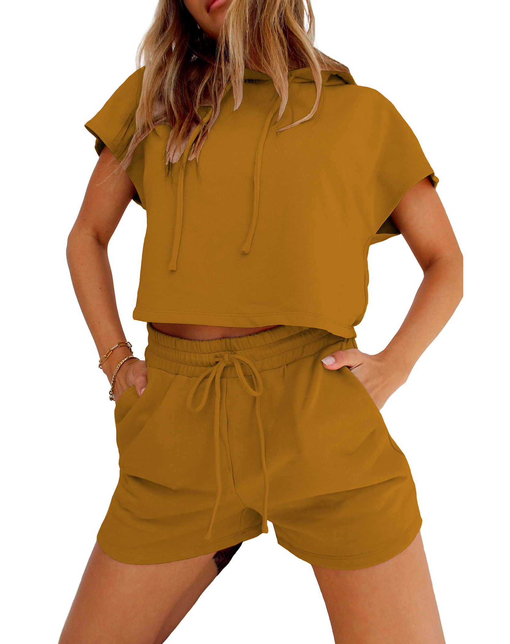 Conjunto Sudadera Y Short Con Capucha Casual