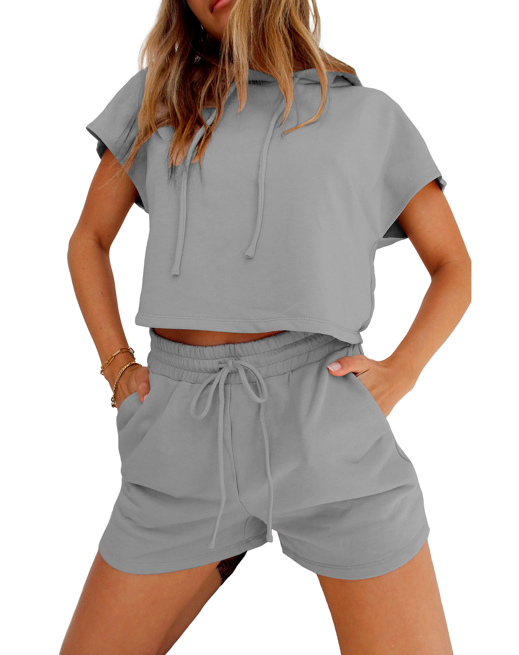 Conjunto Sudadera Y Short Con Capucha Casual