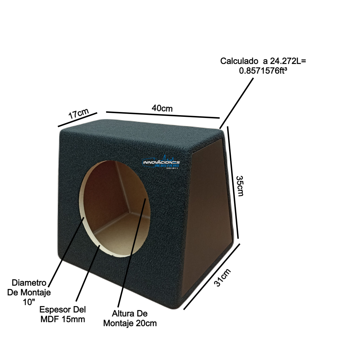 Cajon Para Un Woofer De 10 Pulgadas Sellado Tipo Piramide