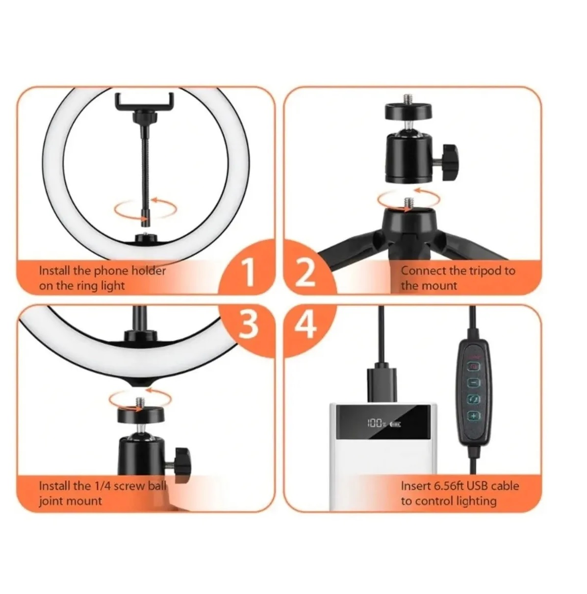 Lampara Aro De Luz Led De 10 Pulgadas Con Tripie Portatil