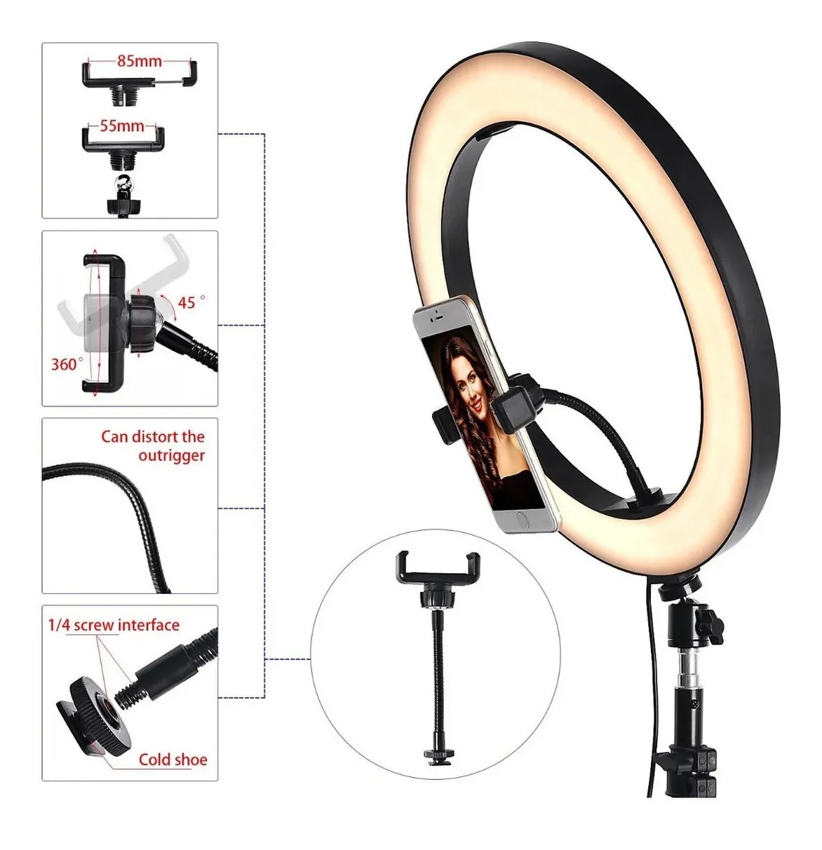Lampara Aro De Luz Led De 10 Pulgadas Con Tripie Portatil