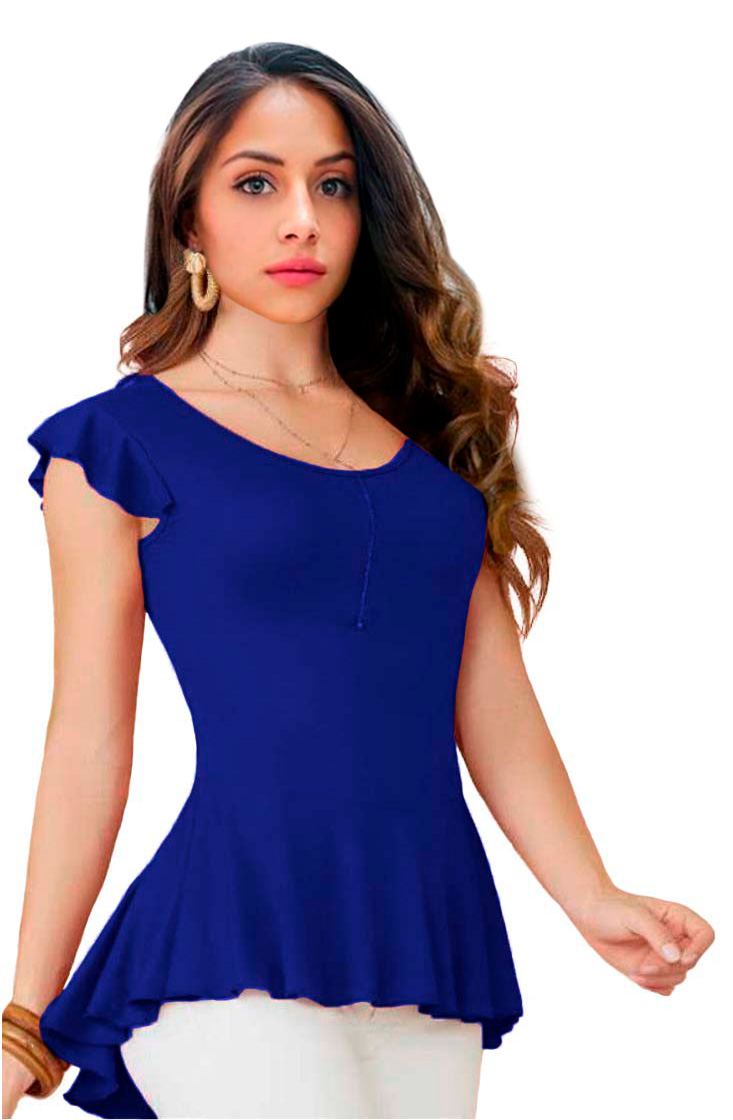 Blusa con cola de pato, cuello redondo