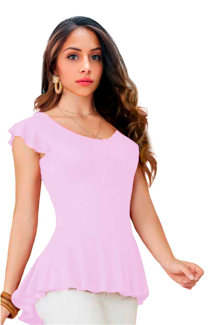 Blusa con cola de pato, cuello redondo