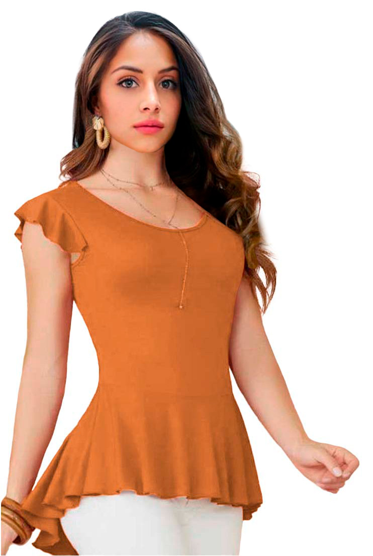 Blusa con cola de pato, cuello redondo