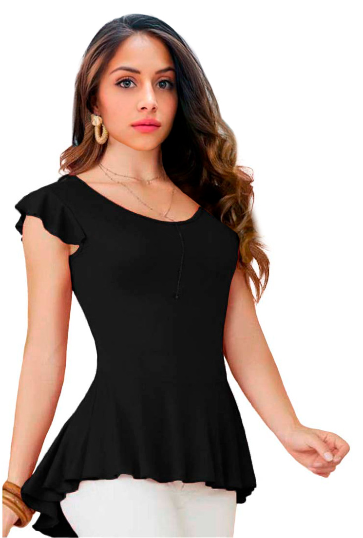 Blusa con cola de pato, cuello redondo