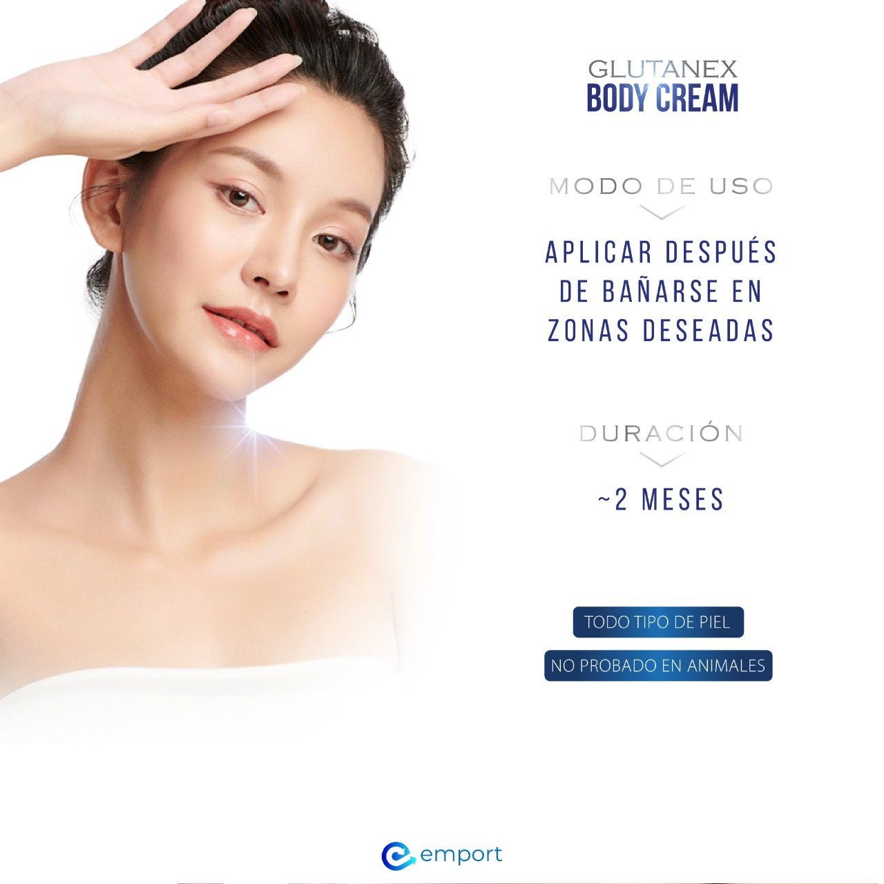 Glutanex Body Cream - CREMA BLANQUEADORA CORPORAL PARA BAÑO / Glutatión, Centella Asiática, Niacinamida, Aceite de Aguacate / Antioxidante, Hidratante y Aclarante al instante / 300ml / De Corea del Sur