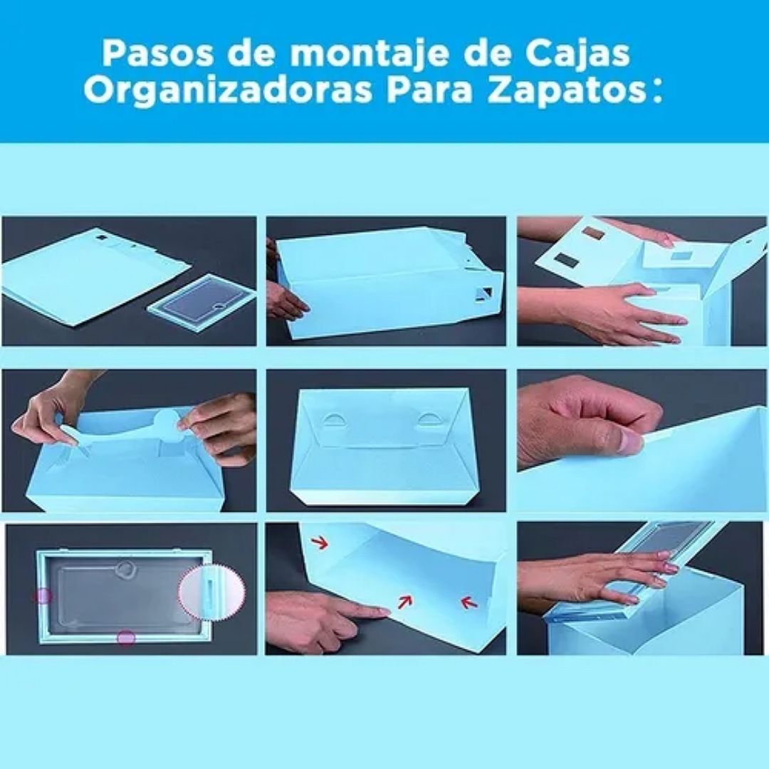 12 Piezas Cajas Organizadoras Apilables Para Zapatos Azul