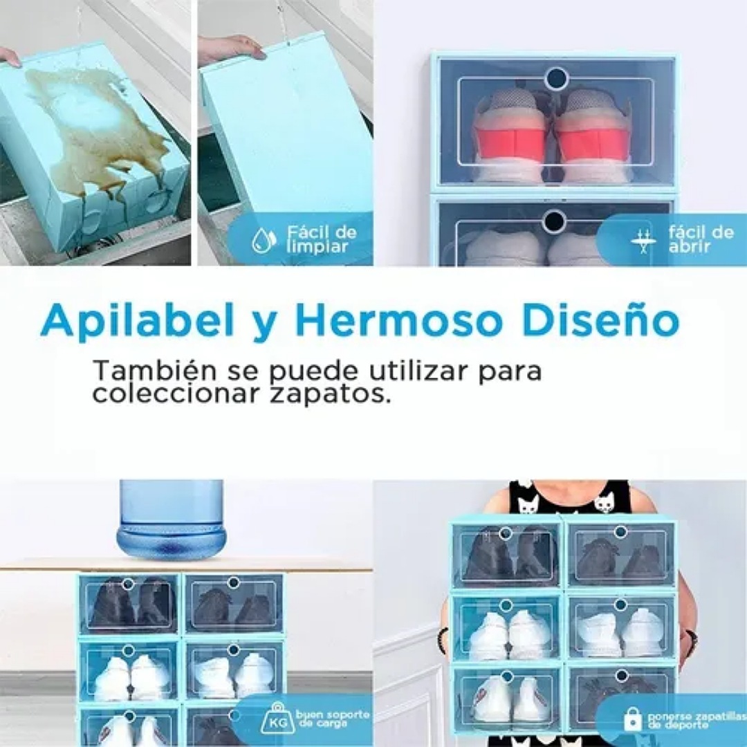 12 Piezas Cajas Organizadoras Apilables Para Zapatos Azul