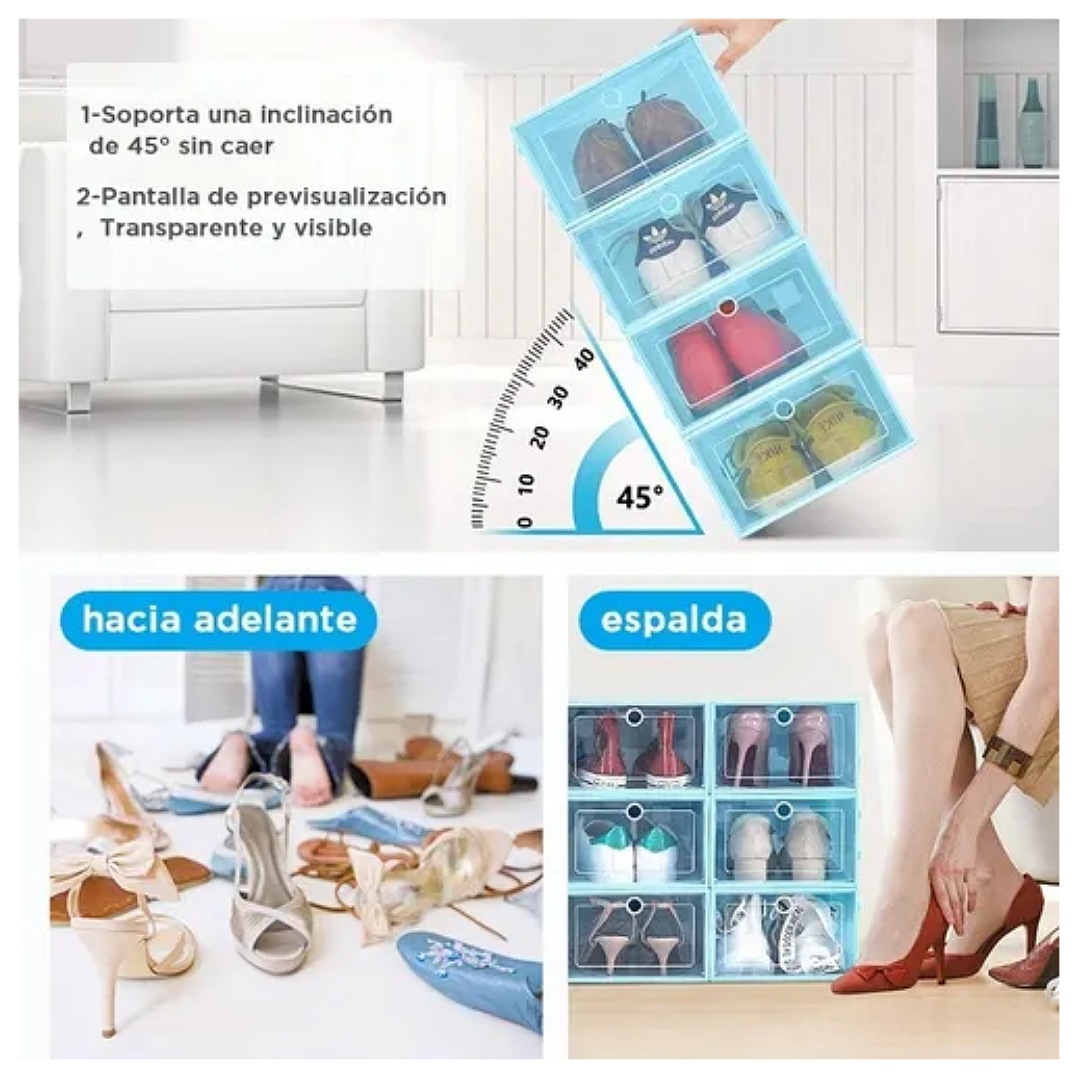 12 Piezas Cajas Organizadoras Apilables Para Zapatos Azul