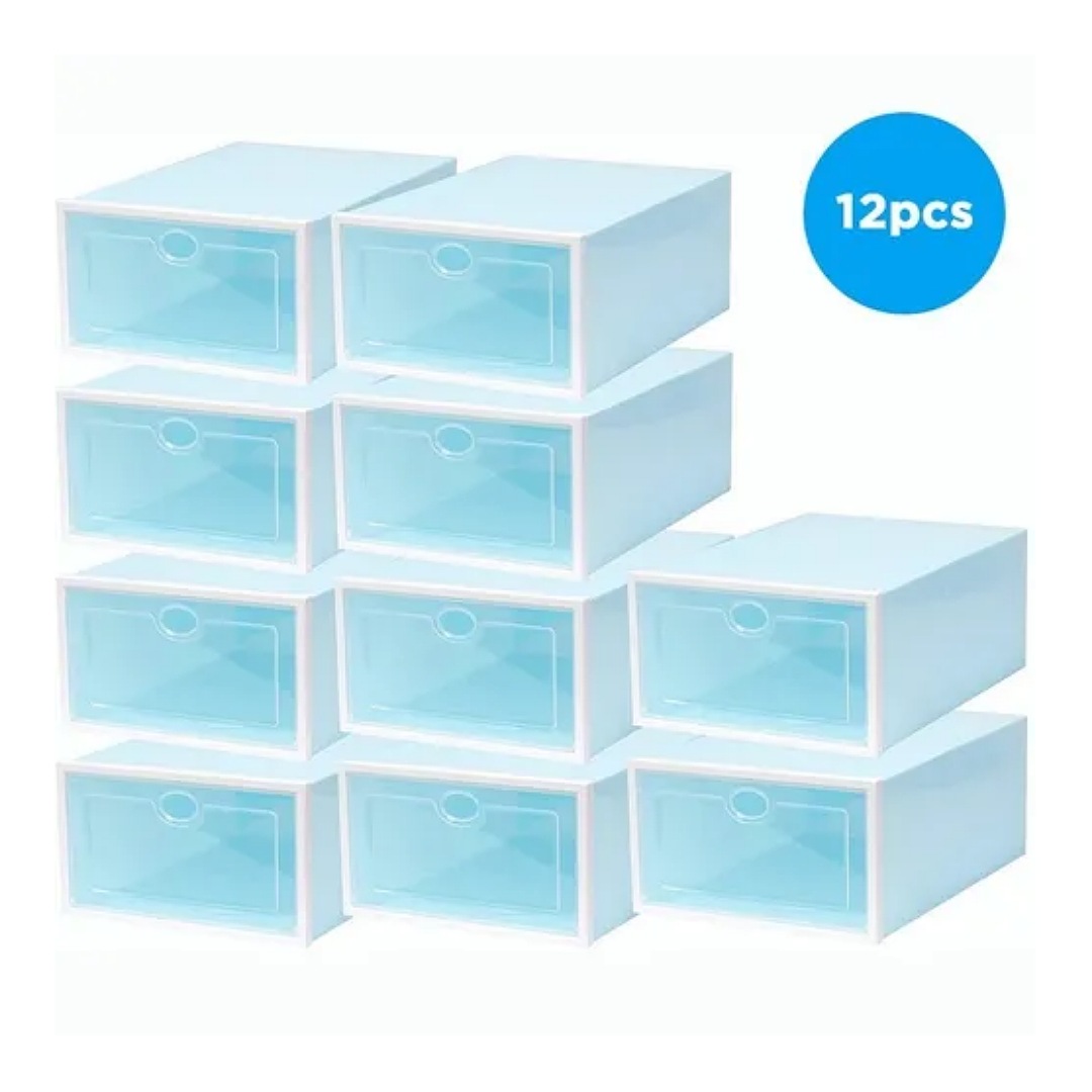 12 Piezas Cajas Organizadoras Apilables Para Zapatos Azul