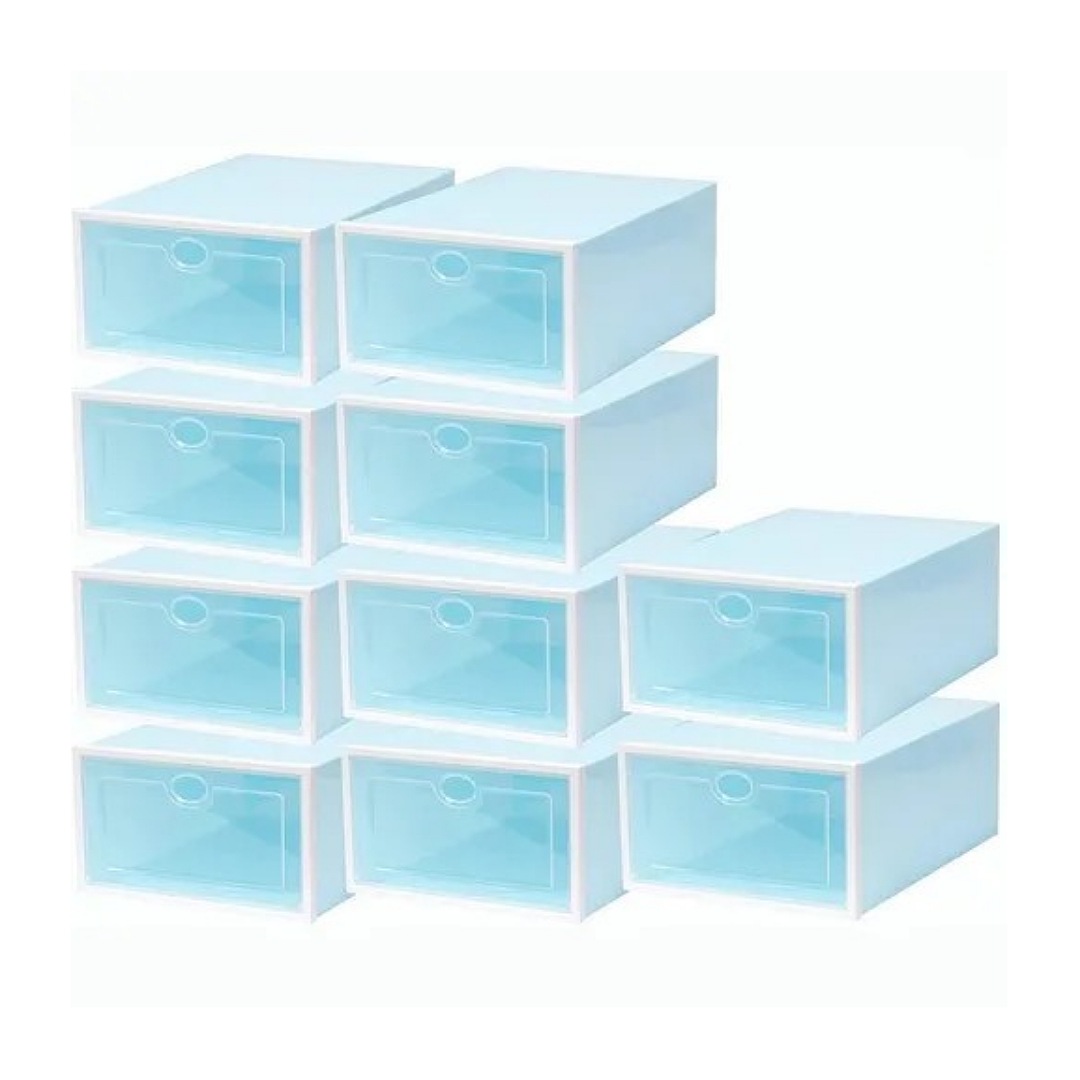 12 Piezas Cajas Organizadoras Apilables Para Zapatos Azul