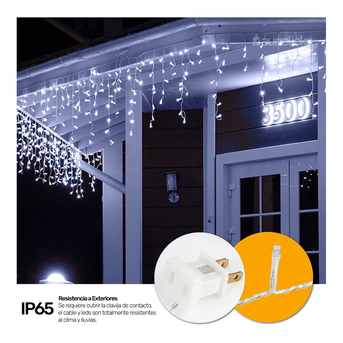 Serie Navideña Cascada Led 6 mts 300 Luces Navidad - Blanco Frio