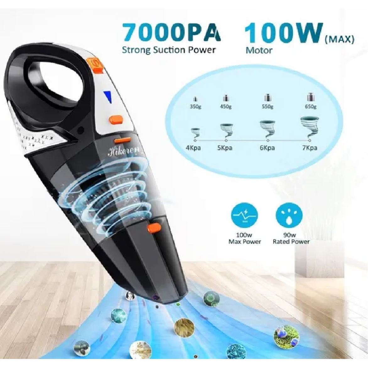 Aspiradora De Mano, Sin Cable  7kpa Potente Succión