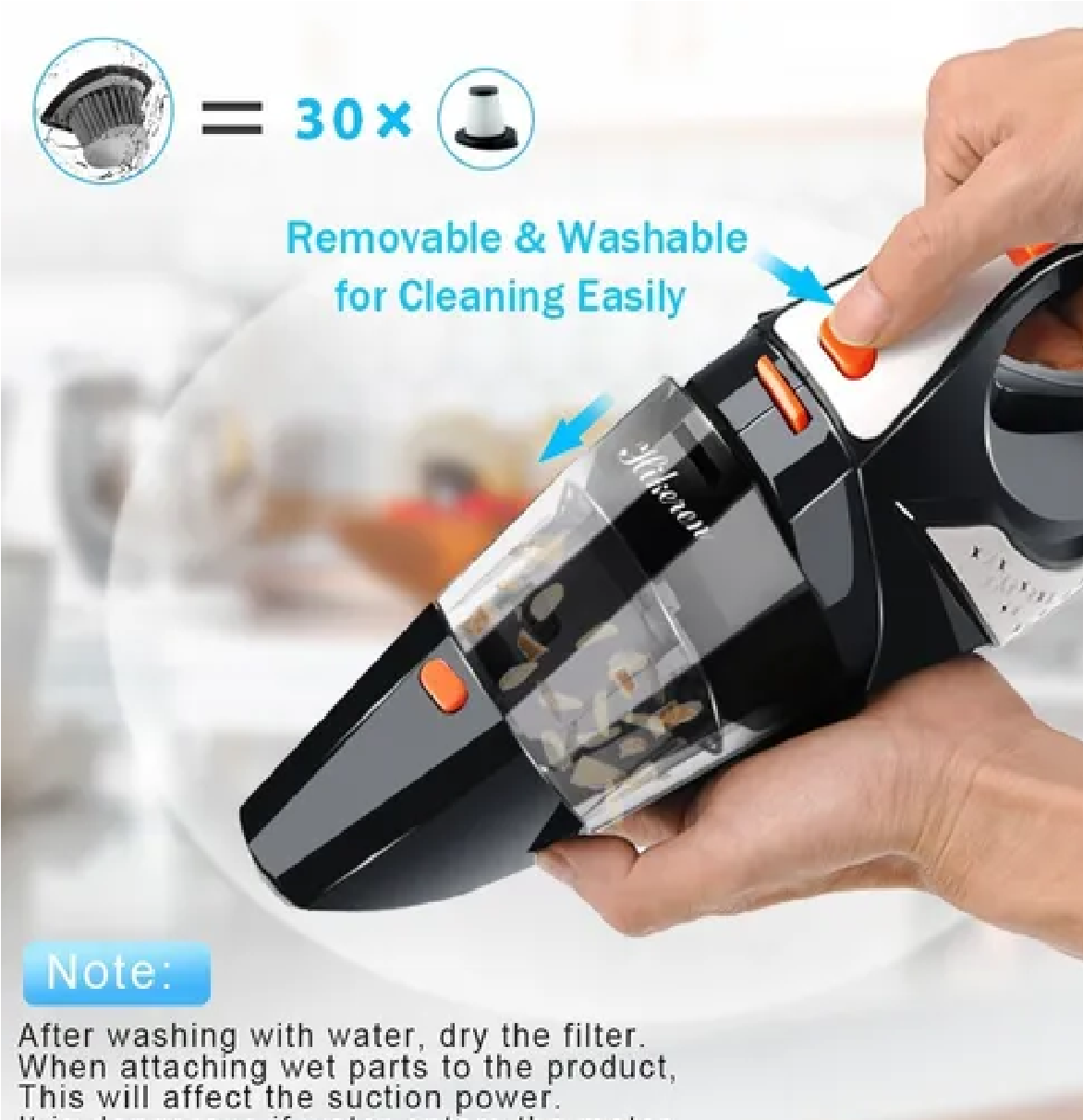 Aspiradora De Mano, Sin Cable  7kpa Potente Succión