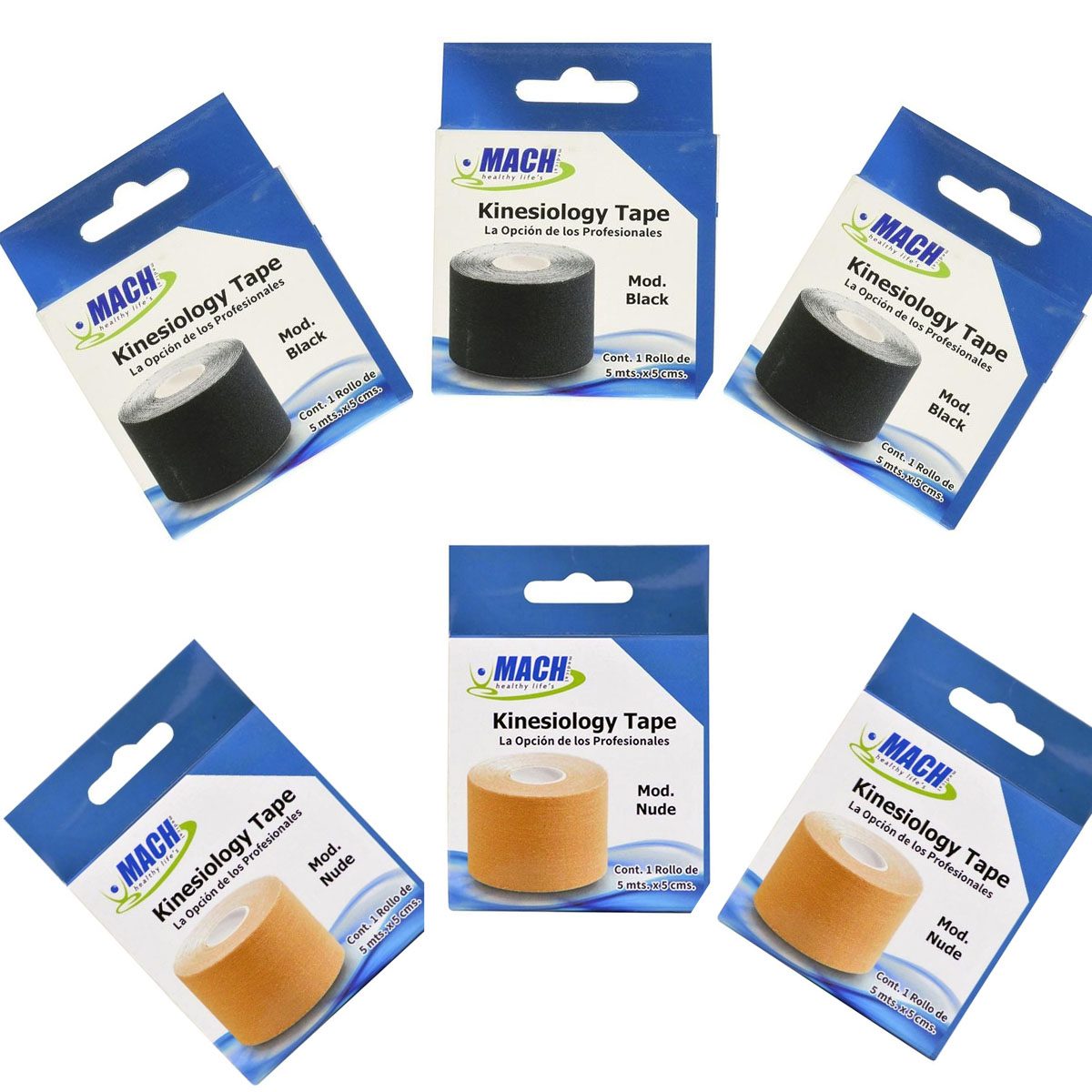 6 Cintas Kinesiológicas Mach Vendaje Neuromuscular Rollo