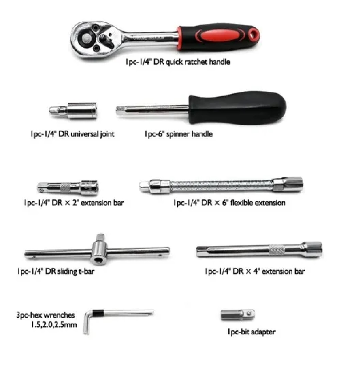 Kit De Herramientas Mecanica Con Desarmador Y Matraca Estuche Rojo