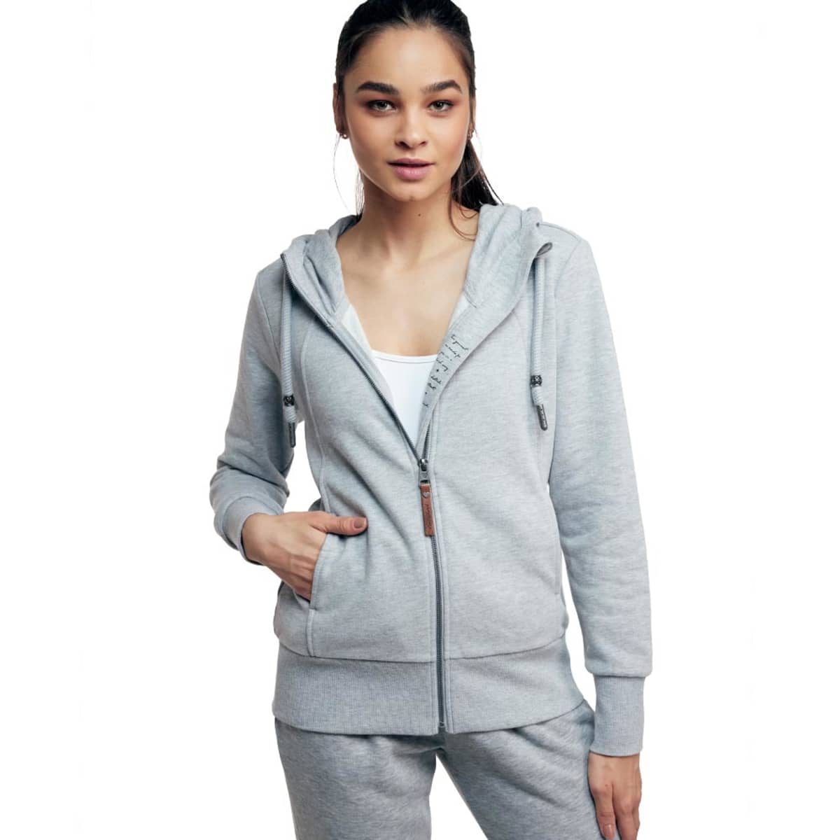 Sudadera básica con capucha para mujer, Holly Land, color gris, mod. 999135