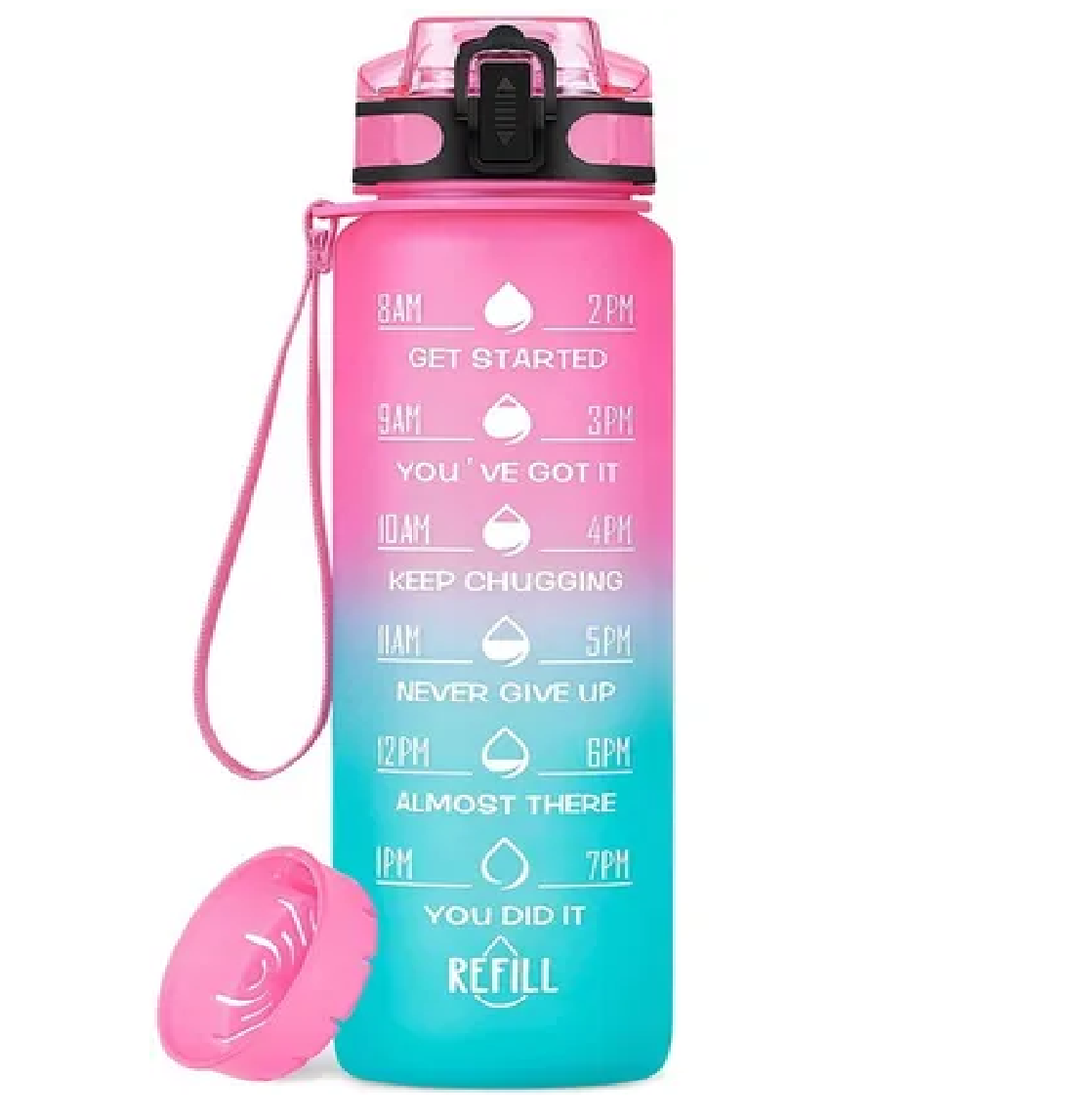 Botella De Agua Deportiva De 32 Oz A Prueba De Fugas Camping Pink/Green