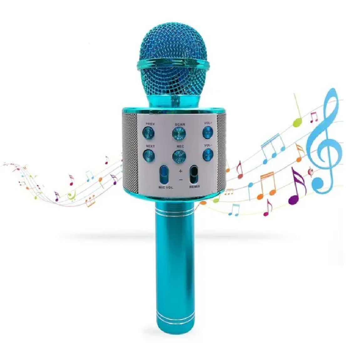 Micrófono De Karaoke Inalámbrico Con Bluetooth Y Bocina Azul