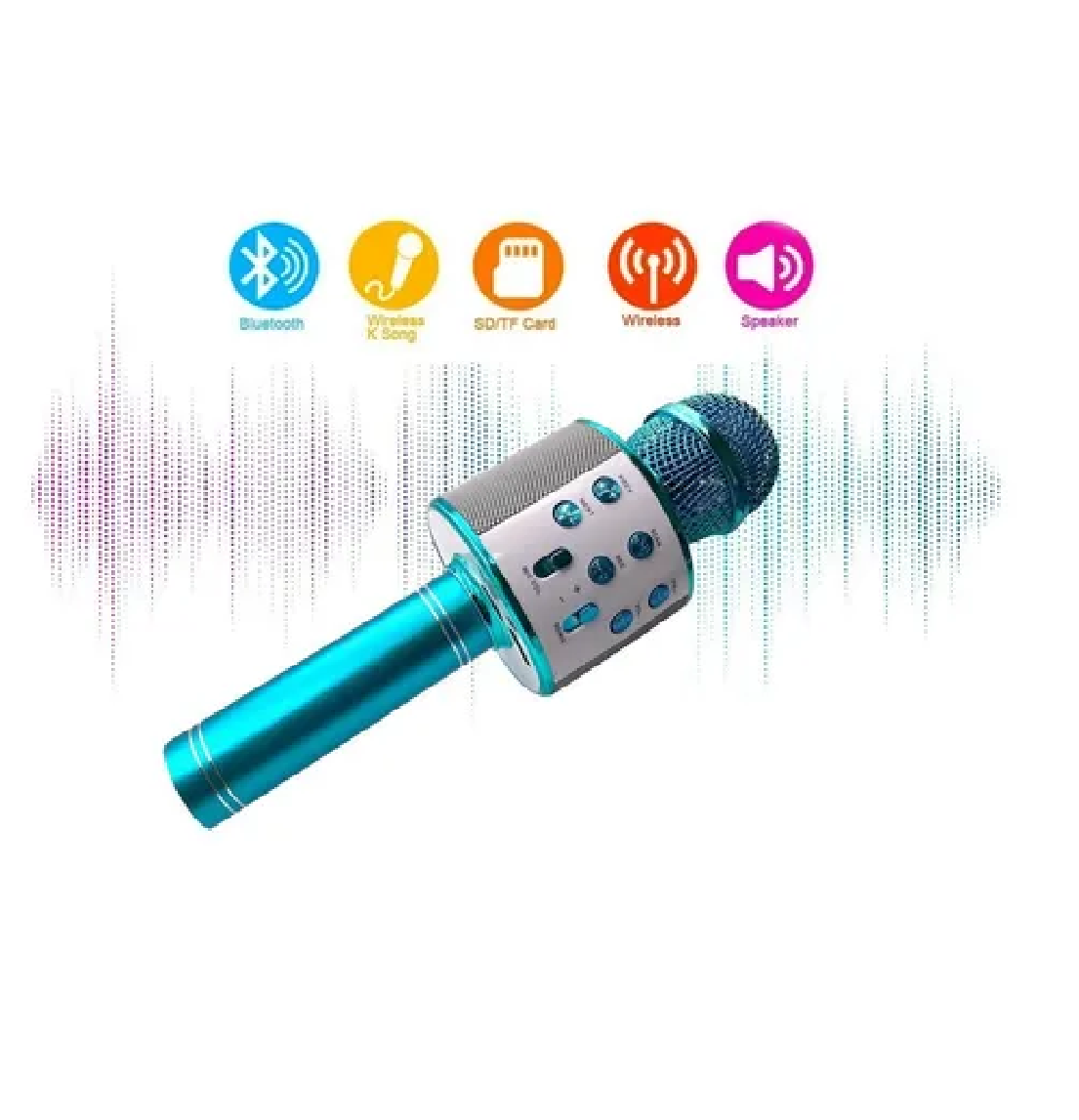 Micrófono De Karaoke Inalámbrico Con Bluetooth Y Bocina Azul