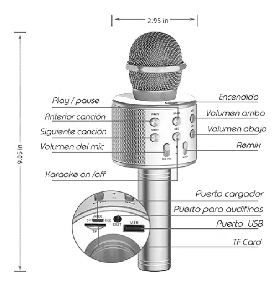 Micrófono De Karaoke Inalámbrico Con Bluetooth Y Bocina Azul