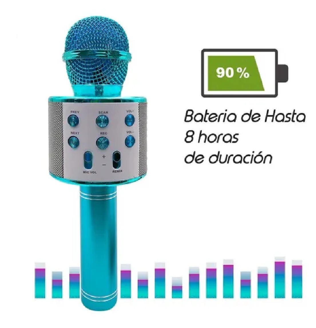 Micrófono De Karaoke Inalámbrico Con Bluetooth Y Bocina Azul