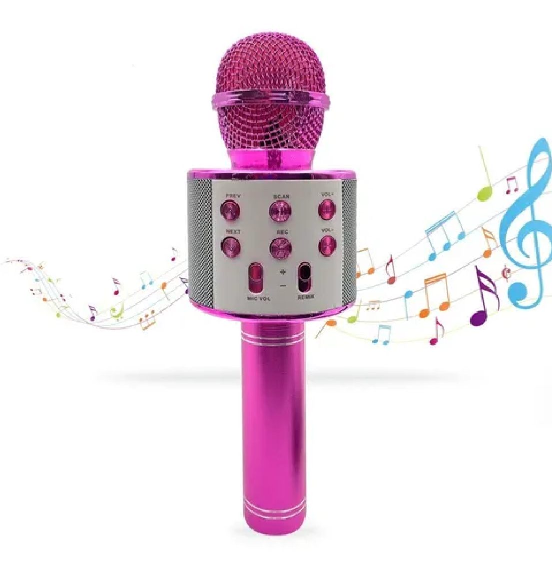 Micrófono De Karaoke Inalámbrico Con Bluetooth Y Bocina Rosa