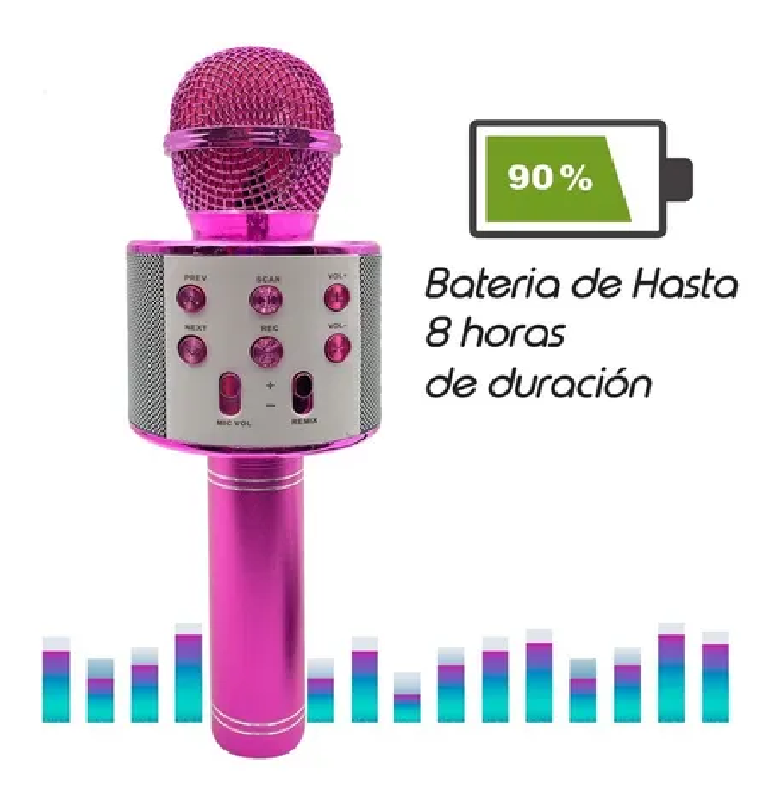 Micrófono De Karaoke Inalámbrico Con Bluetooth Y Bocina Rosa