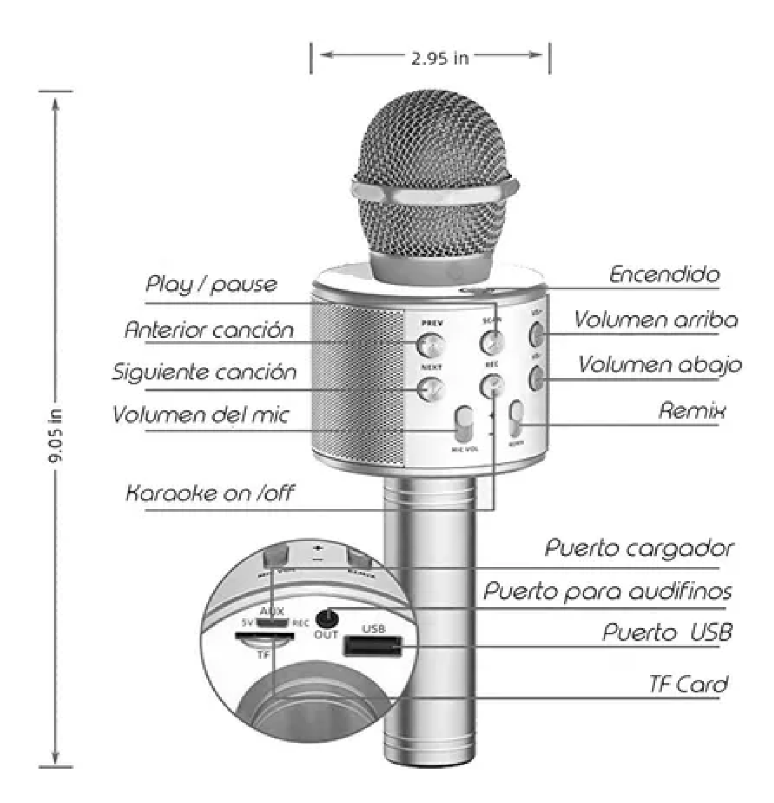 Micrófono De Karaoke Inalámbrico Con Bluetooth Y Bocina Rosa