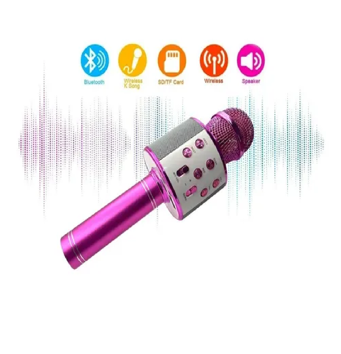 Micrófono De Karaoke Inalámbrico Con Bluetooth Y Bocina Rosa