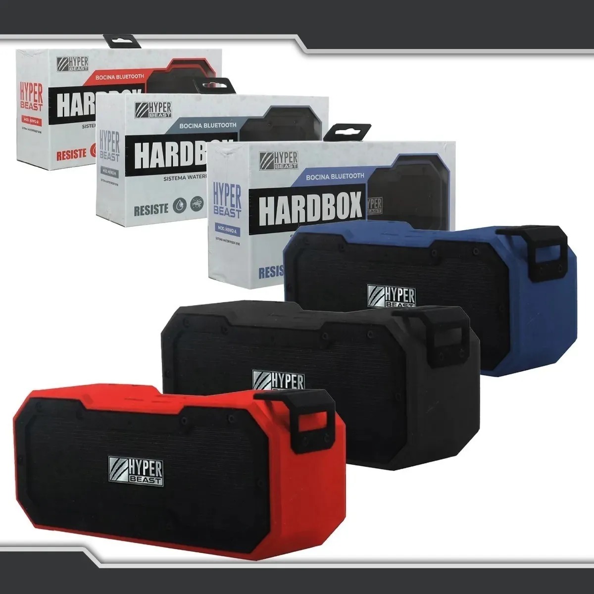 Bocina Bluetooth Hardbox  Origina Uso Rudo Contra Agua Polvo Y Golpes-AZUL