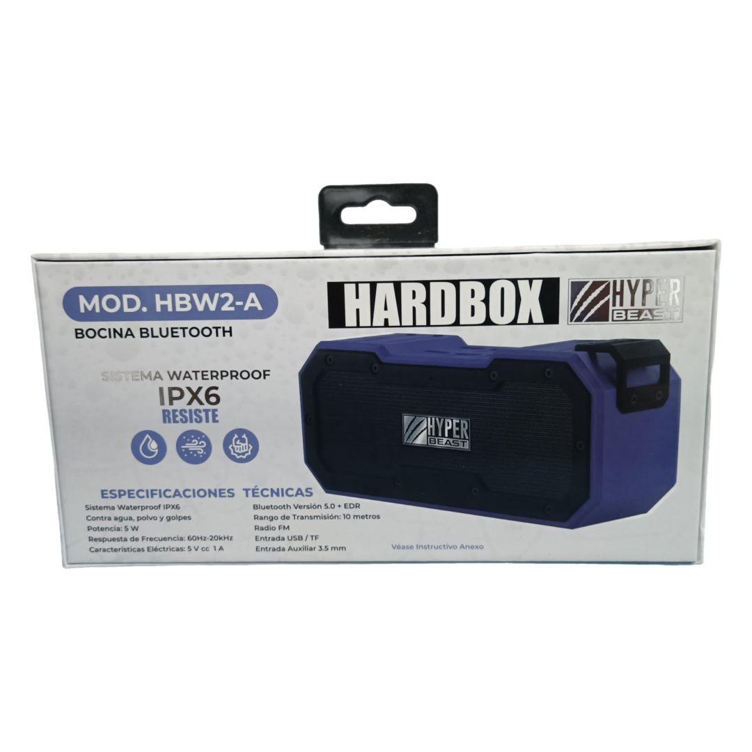 Bocina Bluetooth Hardbox  Origina Uso Rudo Contra Agua Polvo Y Golpes-AZUL