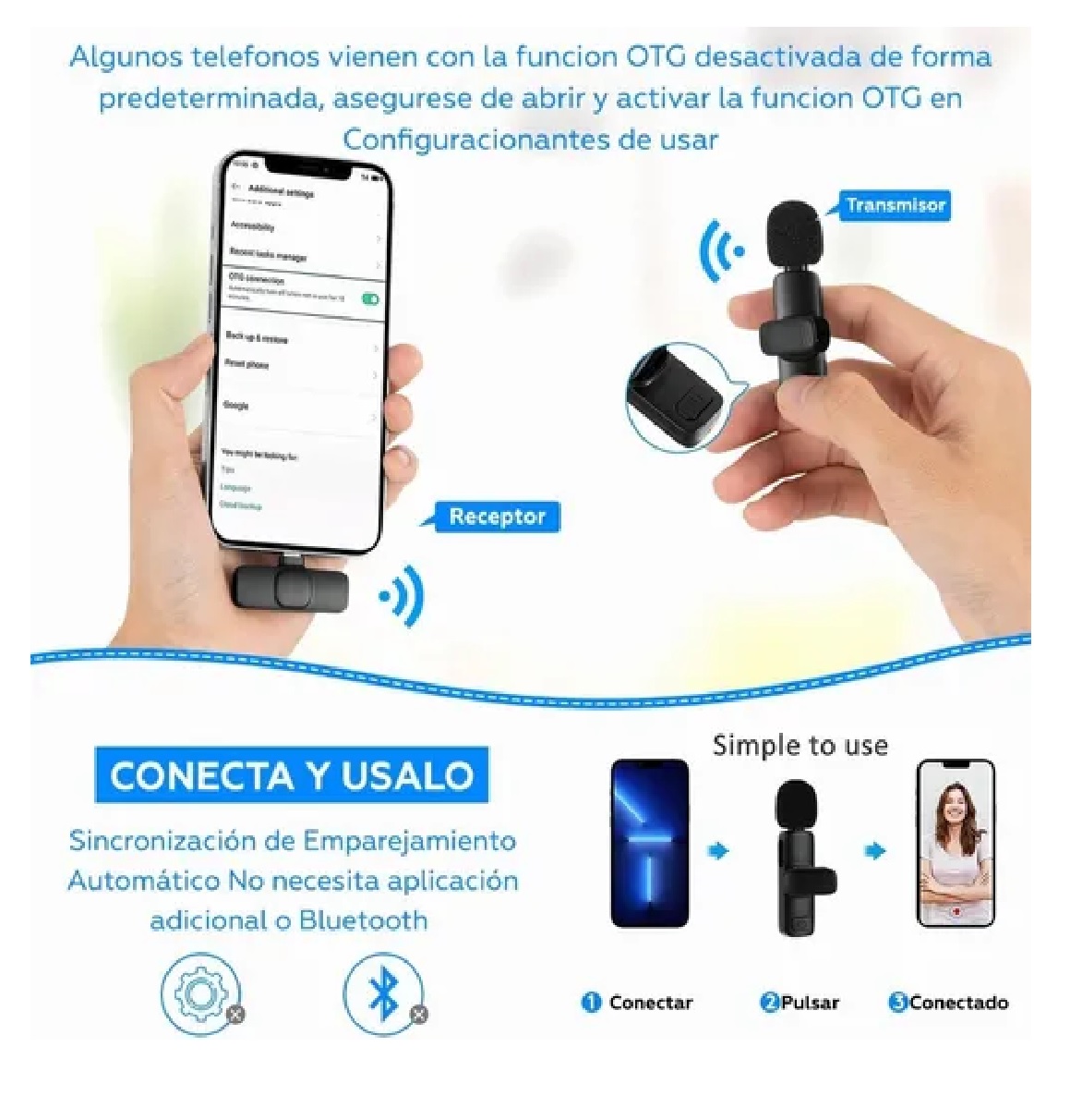 Micrófono Inalámbrico Solapa Para Android,usb Tipo C