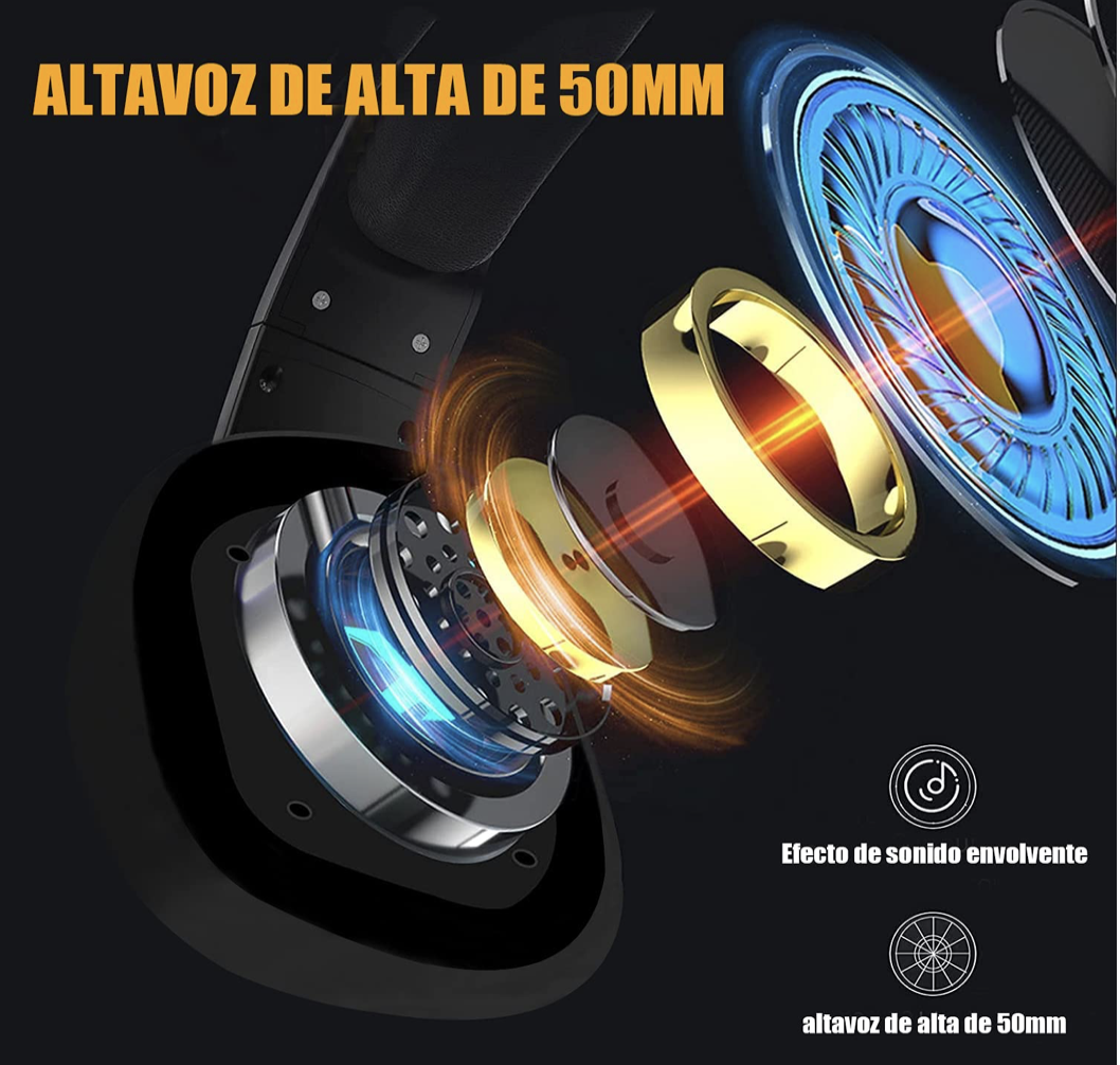 Audifonos Gamer Diadema/microfono Ajustables Luz Rgb 50mw