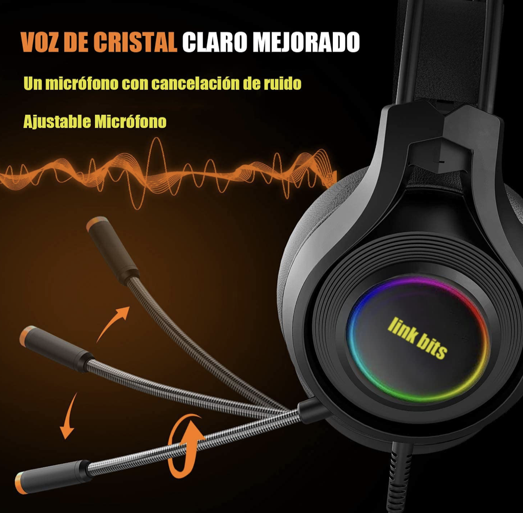 Audifonos Gamer Diadema/microfono Ajustables Luz Rgb 50mw