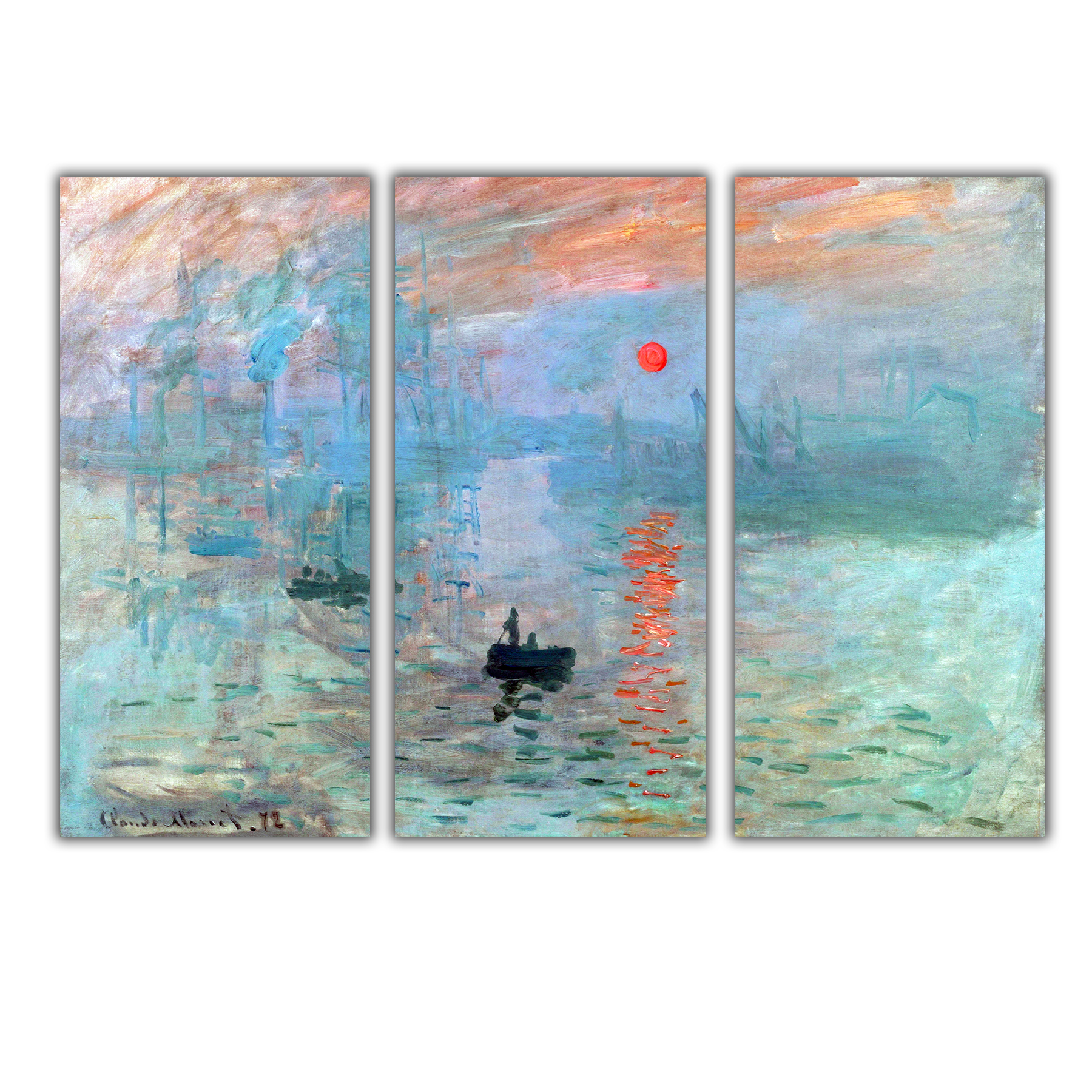 Tríptico Claude Monet Cuadros Sol Naciente