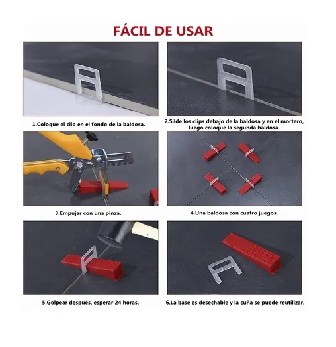 Kit Completo De Nivelador De Baldosas Reutilizable