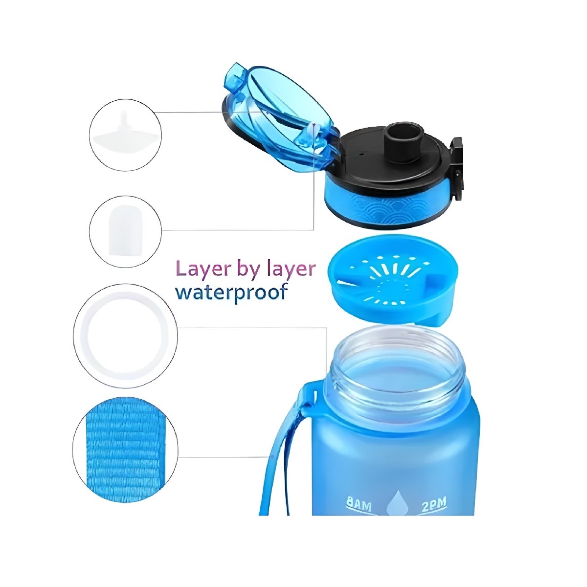 Botella de Agua Termo Deportivo con Graduación Impresa Cap 1 Lt