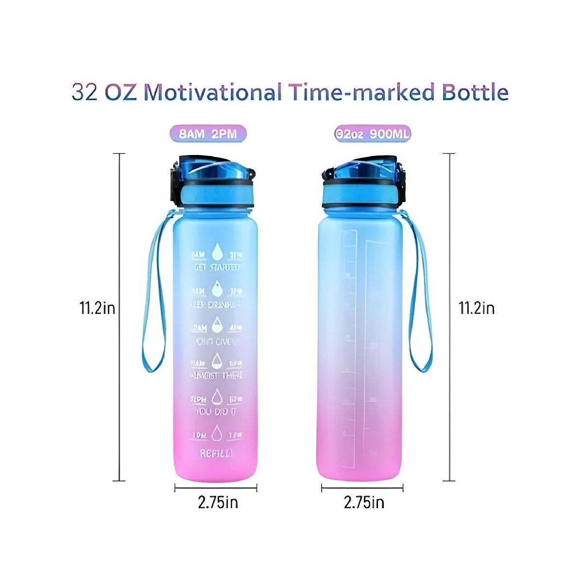 Botella de Agua Termo Deportivo con Graduación Impresa Cap 1 Lt