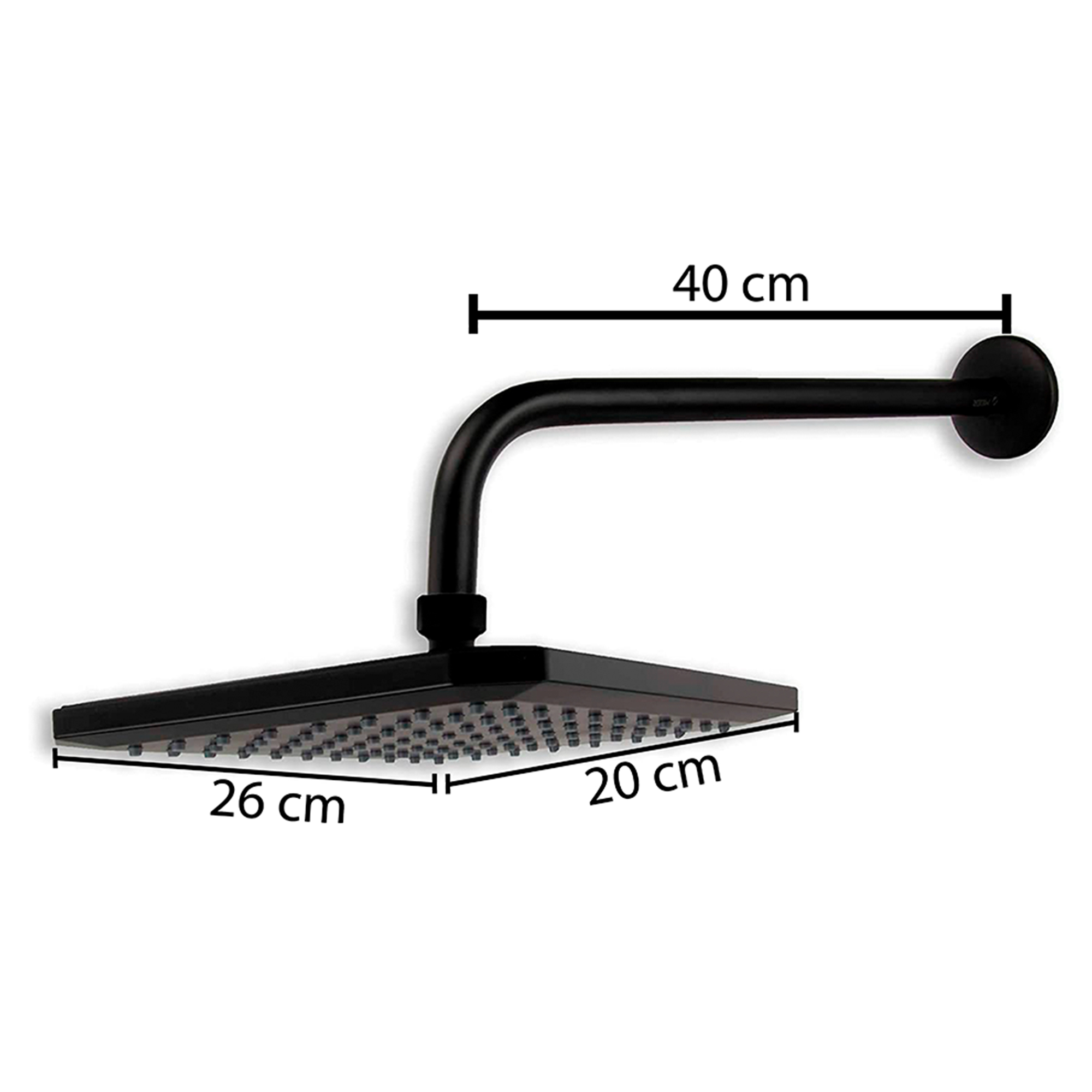 CNX Regadera Cuadrada 8" en Negro Mate, incluye regadera de mano tipo teléfono, Fácil de Instalar