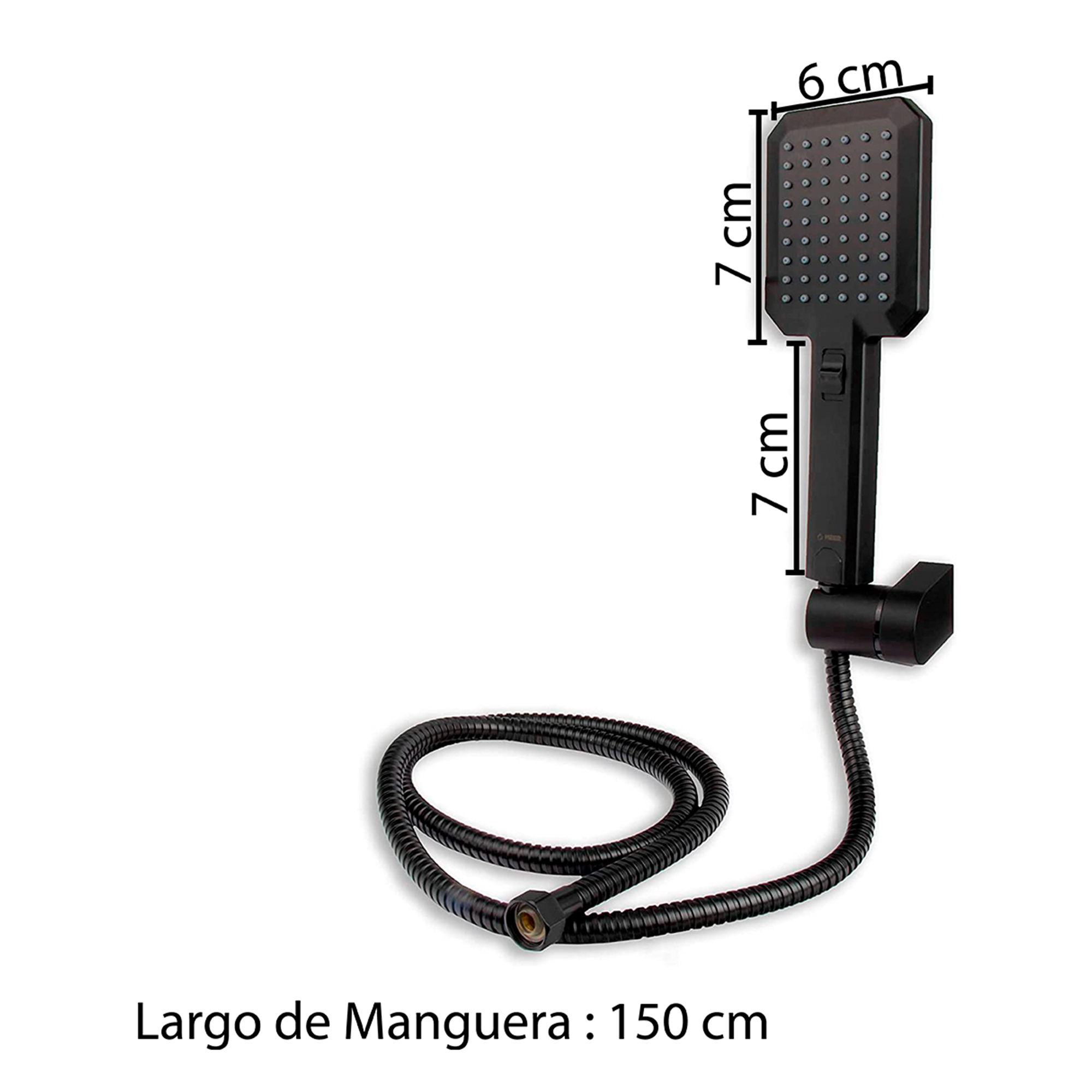 CNX Regadera Cuadrada 8" en Negro Mate, incluye regadera de mano tipo teléfono, Fácil de Instalar