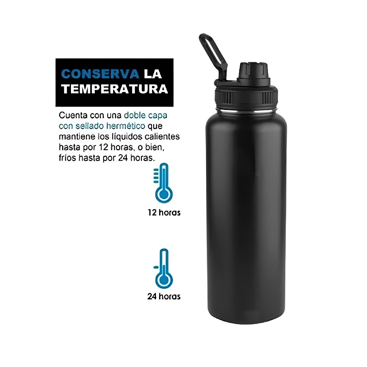 Botella de Agua Termo Frío Caliente 1200ml Acero Inoxidable