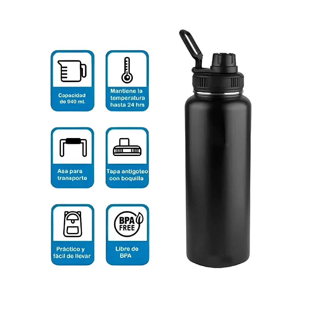 Botella de Agua Termo Frío Caliente 1200ml Acero Inoxidable