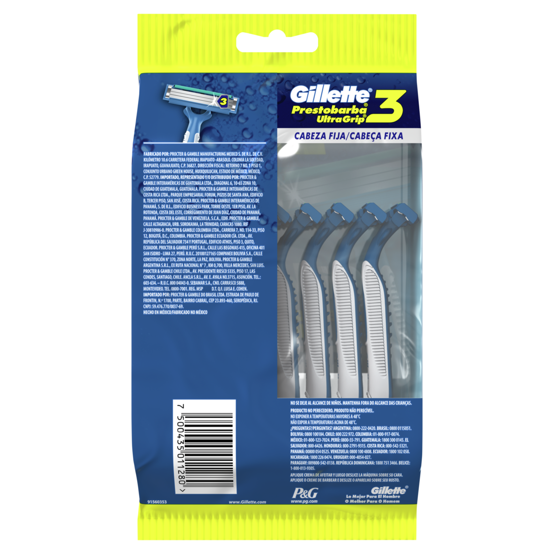 Prestobarba Ultragrip3 Máquina de Afeitar Desechable, 8 Unidades