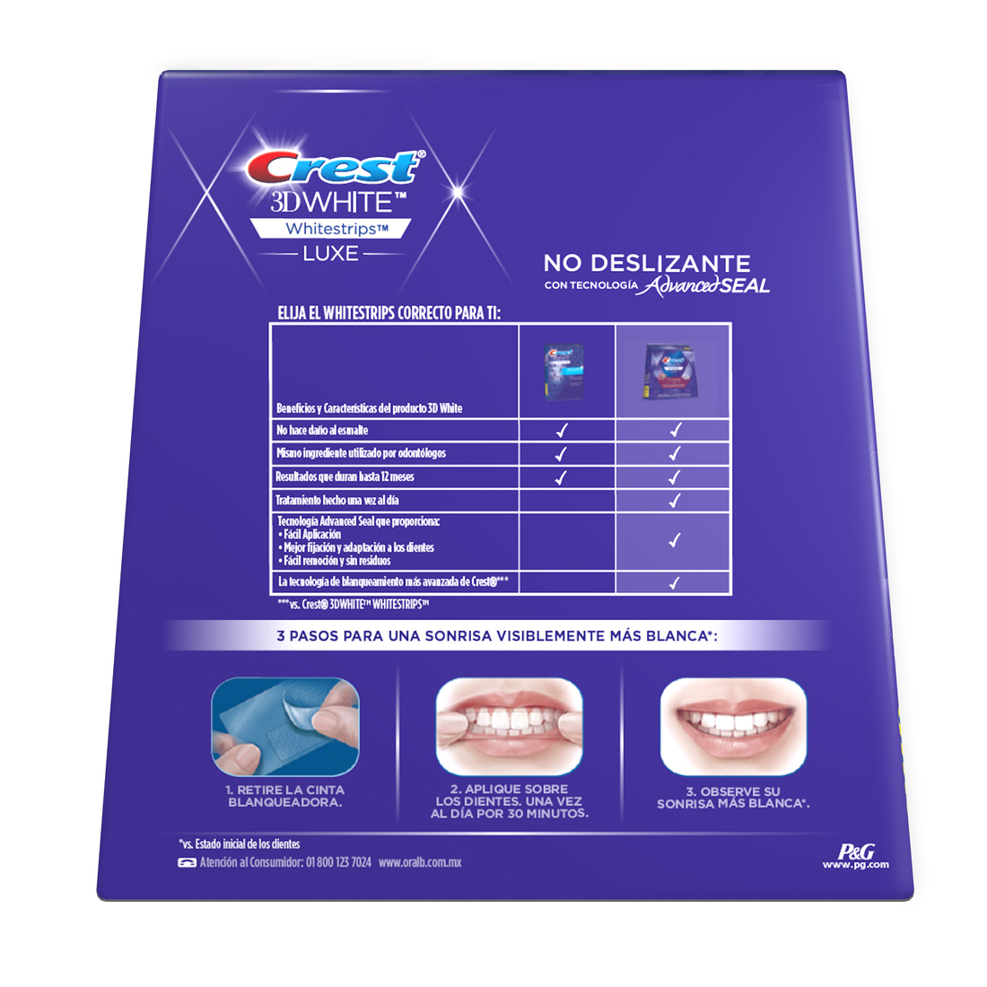 Crest 3D White Luxe Cintas Blanqueadoras Con Gel Para Los Dientes 28 Unidades