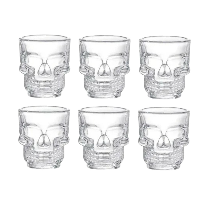 Set De 6 Vasos Para Shot De Vidrio Diseño Calavera Bebidas